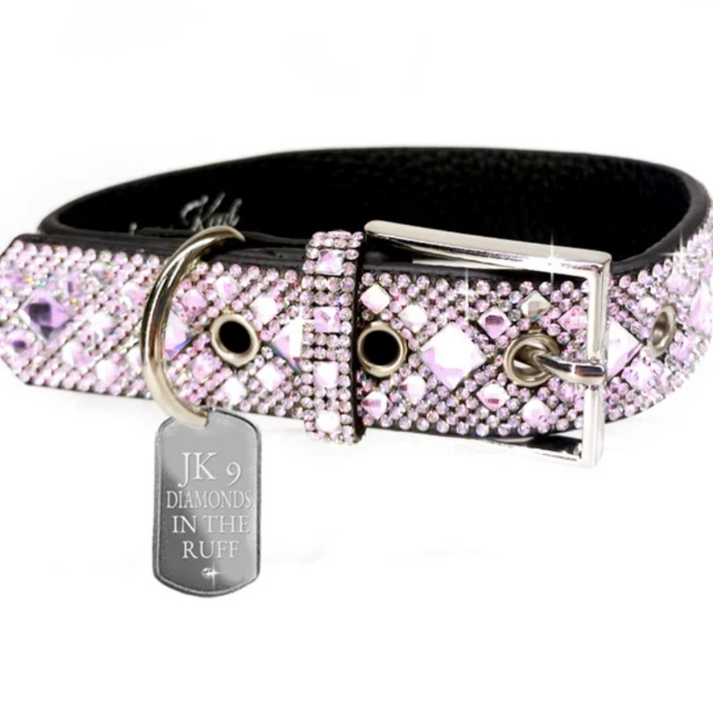 DESIGNER-DIAMONDS IN THE RUFF
DOG COLLAR PINK MEDIUM